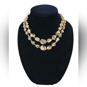 Vintage Coro Double Strand Chunky Gold Bead Necklace